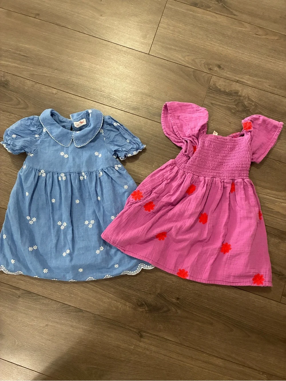 Cat & Jack Blue Dress and Pink Floral Sundress Set